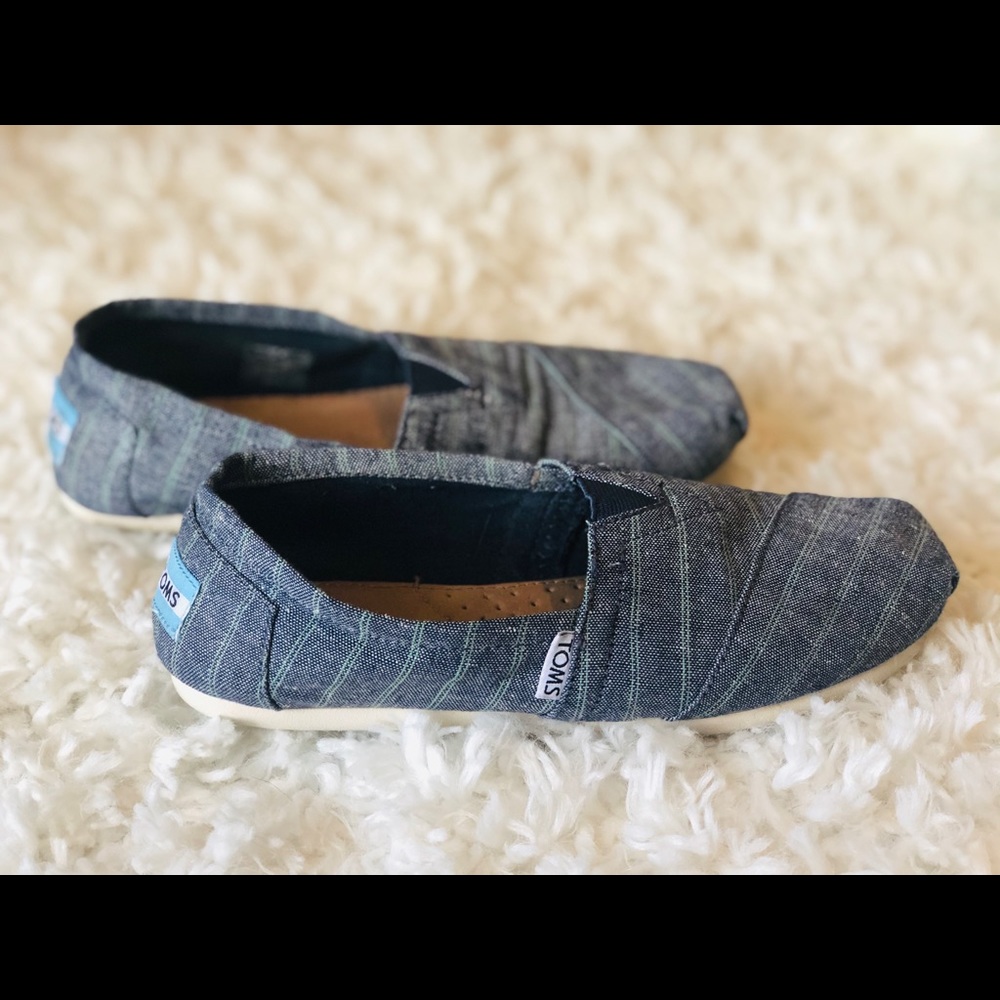 Toms | Classic Blue Chambray with Green Stripes